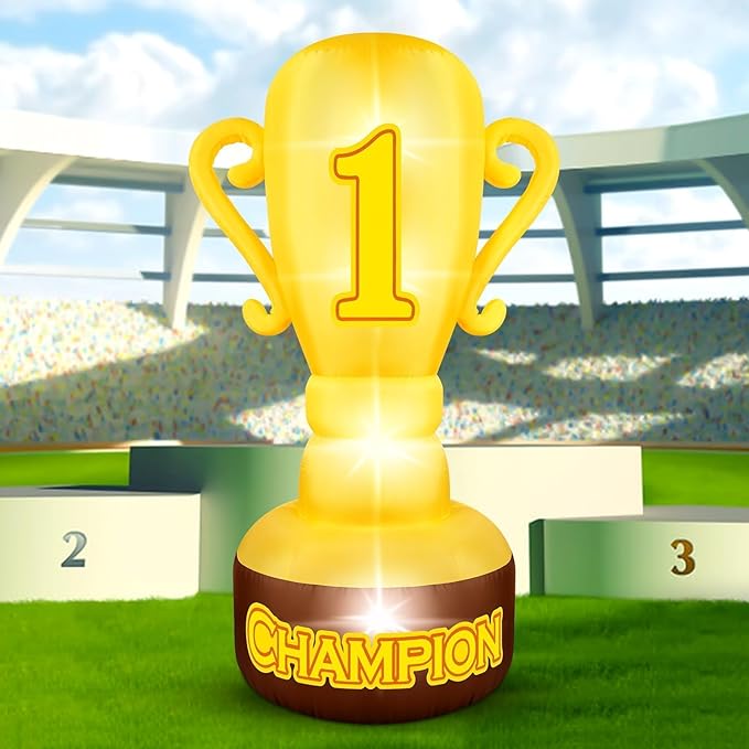 5.4FT Giant Inflatable Trophy Outdoor Decorations Blow up Trophy Decor Built in 4 LED Lights for Award Trophies Inflatable Decorations Large Trophies Supplies for Sports Competitions Party