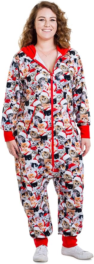 Tipsy Elves Christmas Onesies for Adults - Comfy Unisex Matching Holiday Jumpsuits with Convenient Pockets