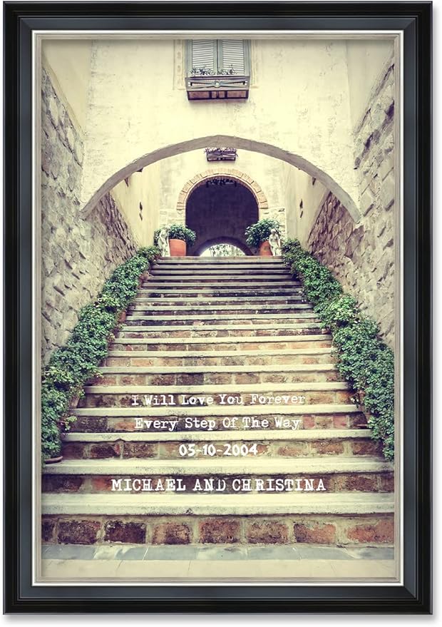 IPIC - Love You Every Step, Personalized Ideal Gift Custom Framed Wall Art with Names and Date, Giclee Prints with Solid Wood Frame, Unique and Memorable Present. Wall Art for Home Decor.