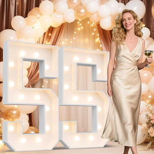 Ledido 4FT Marquee Light Up Numbers 55, Marquee Numbers 4 Feet Tall for Birthday, Anniversary,Graduation Party Decorations,Big 55th Birthday Number for Party Decor,Warm White Large Lighted Number 55