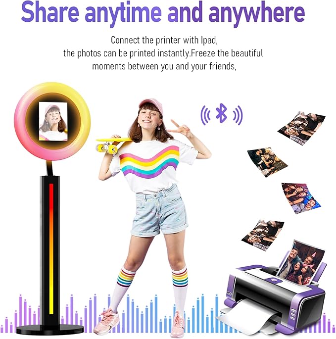 HARZHI Portable Photo Booth Compatible with Ipad, for Ipad Photo Booth Shell Stand Stand Provide Chacktok Photo Booth Software for Party and Wedding, Free Custom Logo, Flight Case