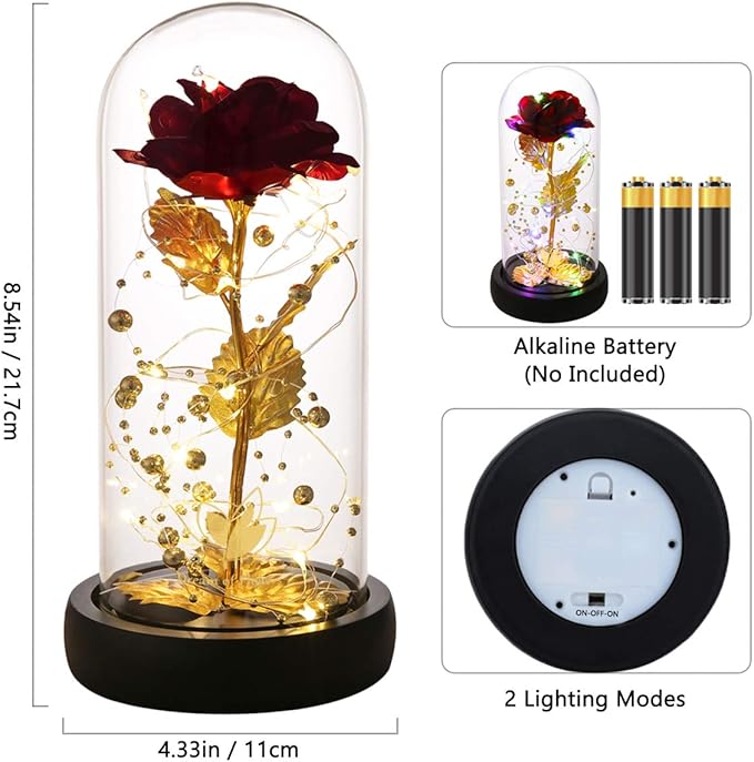 Valentines Day Gifts for Her,Valentines Gifts for Women,Flowers for Delivery Prime,Flower Galaxy Artificial Flower Light Up Rose in A Glass Dome,Anniversary Mothers Day, Birthday Gifts
