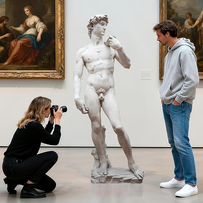 67" David Cardboard Cutout Life-Size David Statue Standee for Art Party Decor, Realistic Sculpture for Classroom Display, Museum Events, Photo Booth Backdrop, Cultural Educational