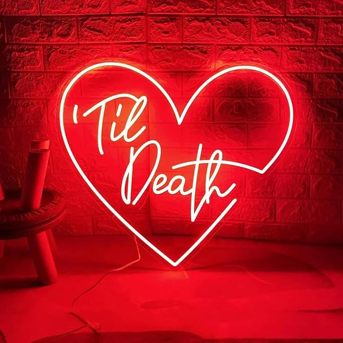 Custom Til Death Heart Neon Sign Wedding LED Neon Light Neon Sign Customizable for Wall Decor Wedding Valentine's Day Backdrop Birthday Party Décor