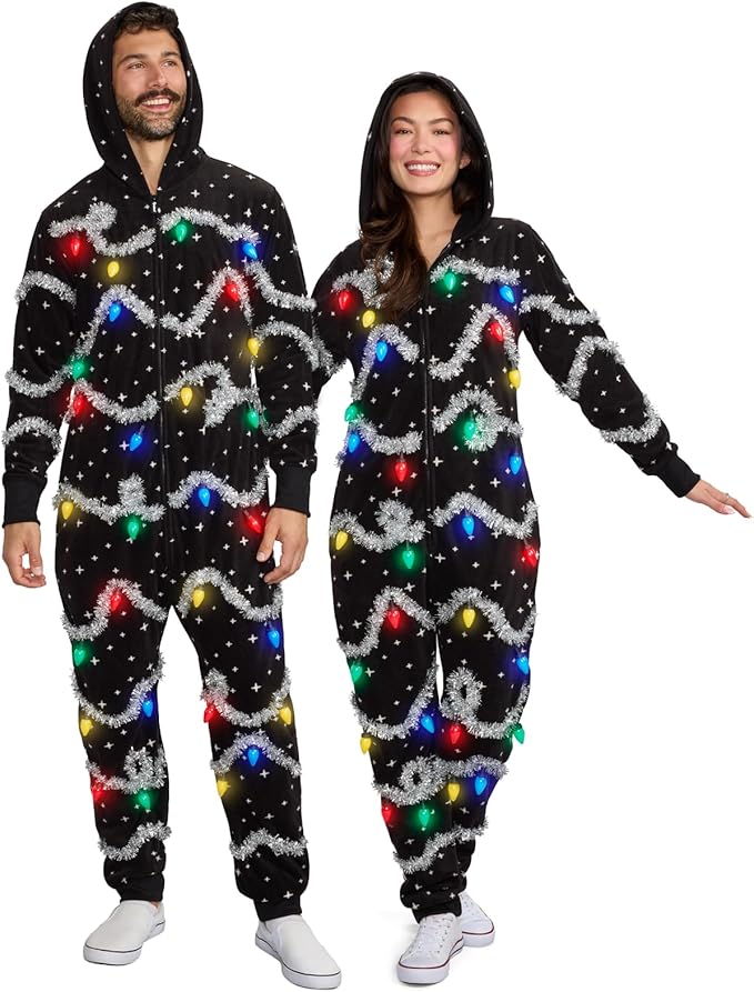 Tipsy Elves Christmas Onesies for Adults - Comfy Unisex Matching Holiday Jumpsuits with Convenient Pockets