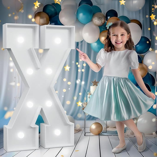 Marquee Letter X 3 Feet Tall, Cool White Light Up for Birthday, Anniversary, Graduation Party Decoration, Christmas XMas (DIY Kits)
