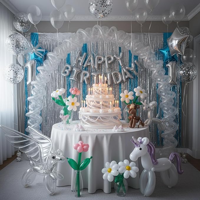 Lenwen 1000 Pcs Long Balloons Bulk 260 Latex Twisting Balloons Decoration for Birthday, Wedding, Festival, Clowns, Party Supplies(Clear)
