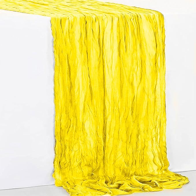 6 Pack Yellow Cheesecloth Table Runner 35x120 Inch 10Ft Rustic Gauze Cheese Cloth Table Runner Sheer Cheesecloth Table Runners for Wedding Party Bridal Shower Decoration