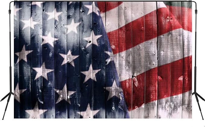 Kate 10x6.5ft America Flag Photography Backdrops Texture Wood Wall Patriotic Background Photo for Independence Day Backdrop