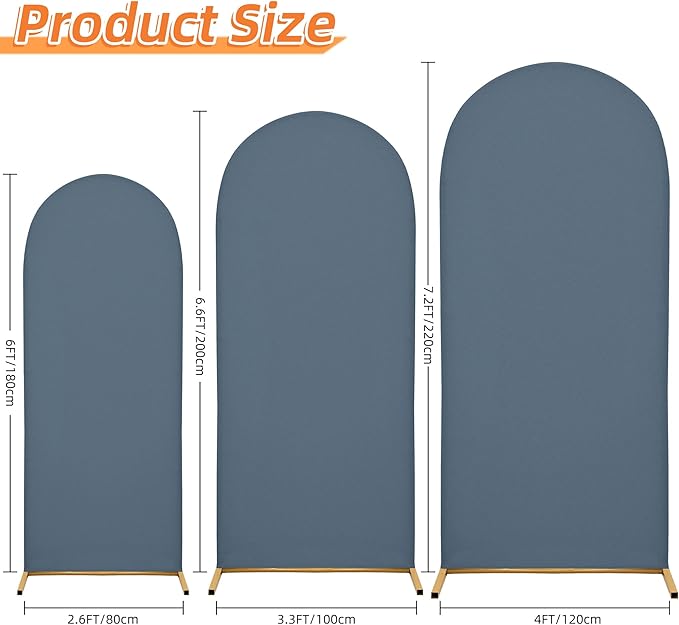 3-Piece Arch Cover Bundle – 7.2FT, 6.6FT & 6FT Stretch Spandex Backdrop Set – Wedding, Birthday & Photo Booth Arch Covers for Every Event