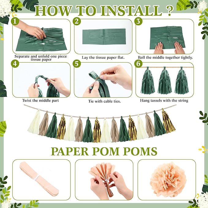265 Pcs Sage Green Bridal Shower Decorations Eucalyptus Bachelorette Party Decoration Bride to Be Disposable Dinnerware Set with Tablecloth Veil Tablecloth Photo Booth Props, Serve 25 Guest