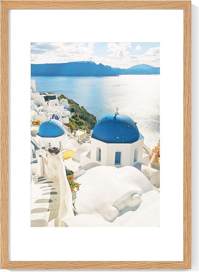 Axeman A2 Picture frame, Solid Oak Wood 16.5 x 23.5 inch Poster Frames with Mat 11.7 x 16.5 for Photo, A2 Size Frames Matted to A3 Print, 16.5 by 23.4 Hanging Frames, Tempered Glass, Oak