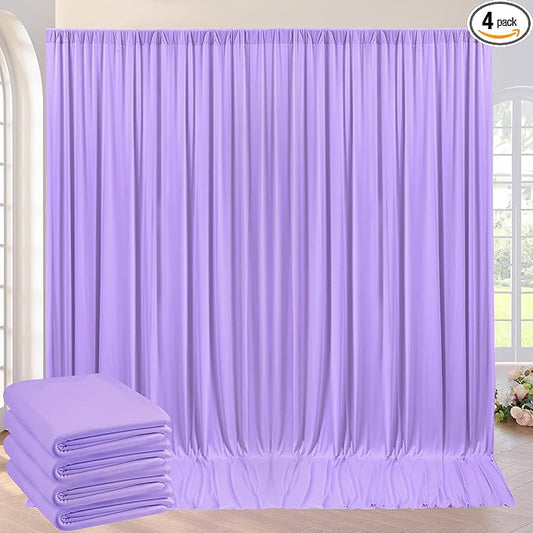 20ft×10ft Wrinkle Free Lavender Backdrop Curtain for Party, 4 Panels 5×10ft Soft Silky Polyester Light Purple Lilac Photo Backdrop Drapes for Birthday Baby Shower Mother‘s Day Wedding Photography