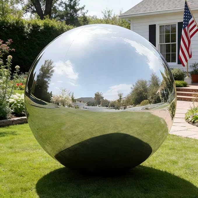 Inflatable Mirror Ball Shiny Balls Large Hanging & Standing PVC Disco Bubble Balloon For Christmas, Birthday, Party, Wedding, Decoration, Other Events (Silver, 1 Pcs 19.7in+Pump)