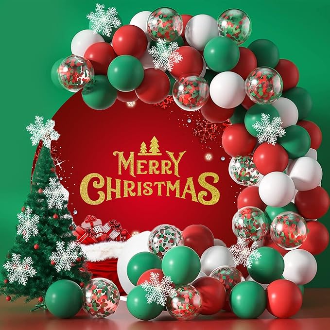 Merry Christmas Round Backdrop Cover 7.2ft for Photography Gold Merry Christmas Red Round Backdrop Cover Shining Snowflake Background Winter Party Supplies New Year Holiday Family Kids Photo