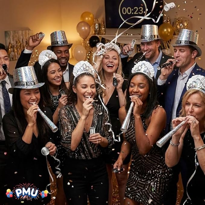 PMU New Year's Eve Party Supplies 2026 Sterling Party Kit Assortment for 25 persons - New Year's Eve Decorations Supplies, Outfits for Adults, Men and Women (25/psn) Pkg/1