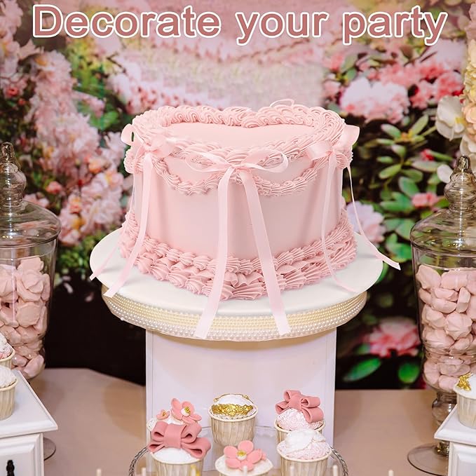 Remerry 6 Inch Pink Bow Fake Cake Coquettish Birthday Fake Cake Decor Pink Bow Heart Wedding Dessert Props Artificial Heart Dessert for Display Photography Props Women Birthday Wedding Gift