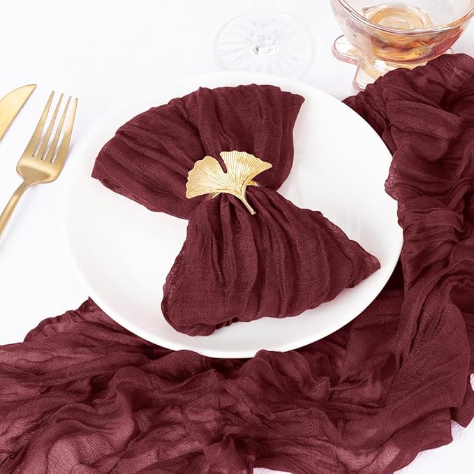 50 Pack Burgundy Red Cheesecloth Napkins Spring Cloth Napkins Set of 50 Burgundy Dinner Napkins Bulk 21x21 Inches for Wedding Bridal Shower Baby Shower Valentine's Day