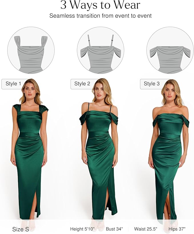 Popilush Womens Shapewear Maxi Dress Multi Way Wear Off The Shoulder Bodycon Long Cocktail Formal Dresses