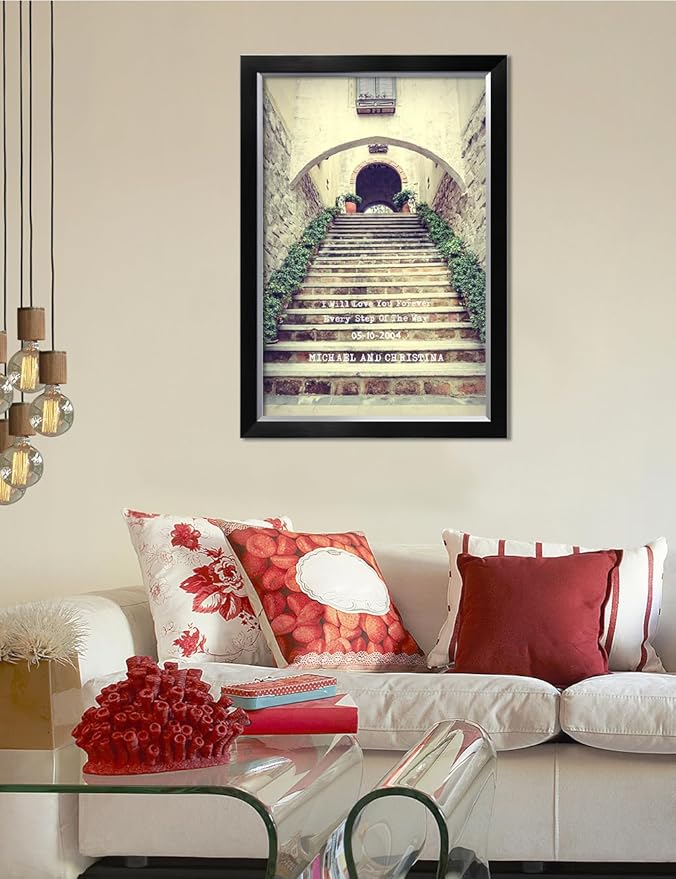 IPIC - Love You Every Step, Personalized Canvas Wall Art with Names and Date on for Home Decor, Customized Gift for Anniversary,Wedding,Birthday and Holidays.