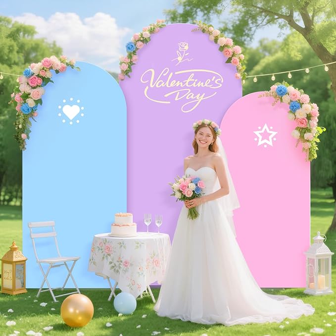 Wedding Arch Cover Set of 3 Arch Backdrop Cover 6FT 5FT 4FT Spandex Backdrop Cover for Arches Stand Balloon Arched Stand Cover Rainbow for Birthday Party Baby Shower Banquet Arches Decorations