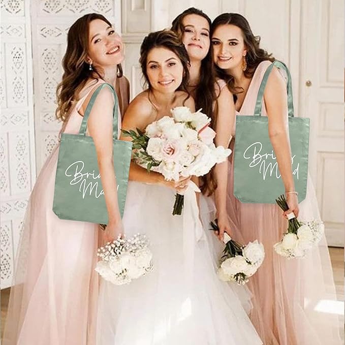 LADY & HOME 6pcs Bachelorette Party Tote Bag, Bride Bridesmaid Cotton Tote Bag for Wedding Gifts