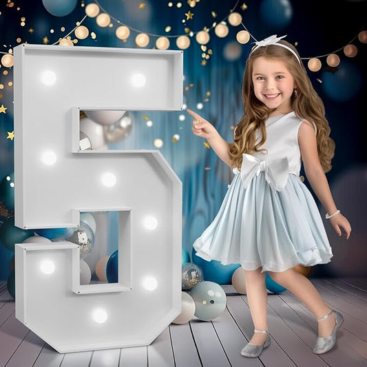Marquee Numbers 3 feet tall,Cool White Light Up Numbers 5, Large Numbers for 15th 50th Birthday Party Decorations, Big Numbers for Anniversary Decor（DIY Kits）