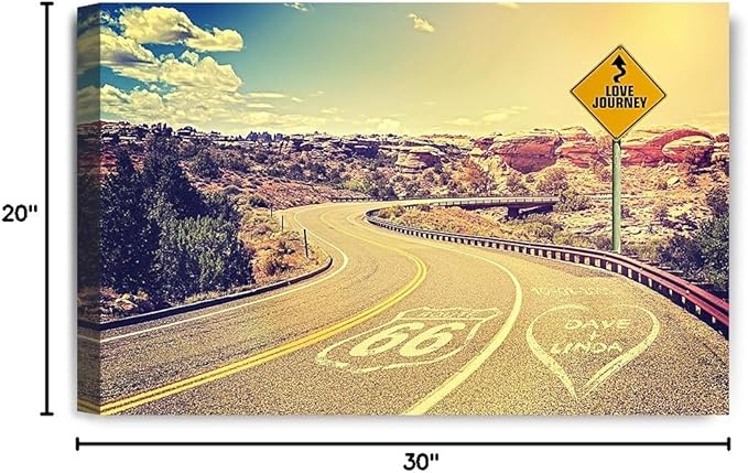 IPIC - Love Journey Personalized Canvas Print Artwork for Romantic Anniversary and Wedding gifts; 30x20