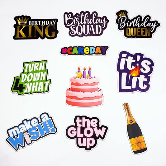 (Birthday Pack) Elevate Your PhotoBooth Experience with Durable & Waterproof Props - Perfect for Weddings, Birthdays, & Photo Booth Businesses - PVC Foamboard Adult Party Photo Props