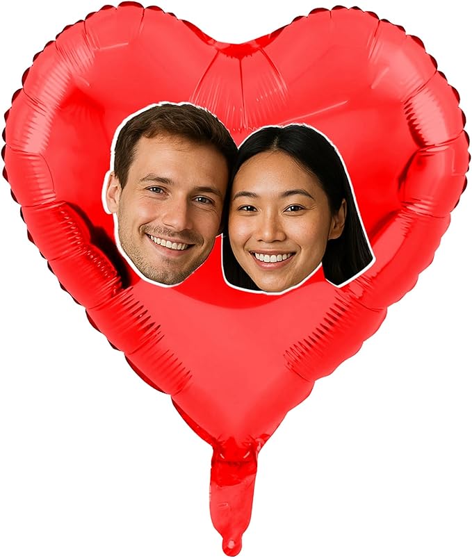 20 Pcs18 inch Custom Foil Balloons with Picture – Heart, Star, or Round – Personalized with Photo, Text, or Logo – Full-Color Print for Birthday, Memorial, Party, or Event Decor (heart)