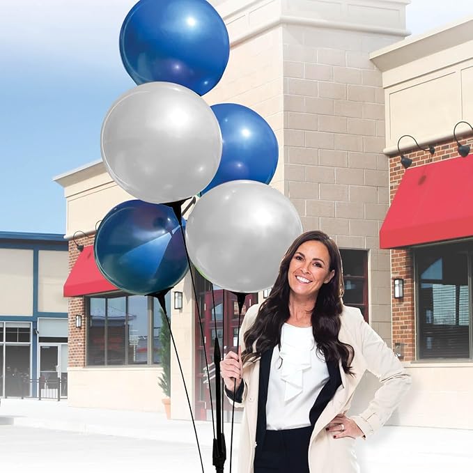 Reusable Outdoor Balloon Clusters - Helium Free, All-Weather, Durable, Plastic Balloons for Advertising, Real Estate, Grand Openings & Events (Blue and White)