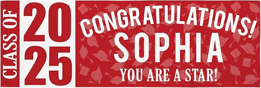 Let's Make Memories Personalized Graduation Banner Class of 2025 - Graduation Party Decorations - Congratulations Banner - Indoor/Outdoor Vinyl - Best in Class - Red - 10 ft.