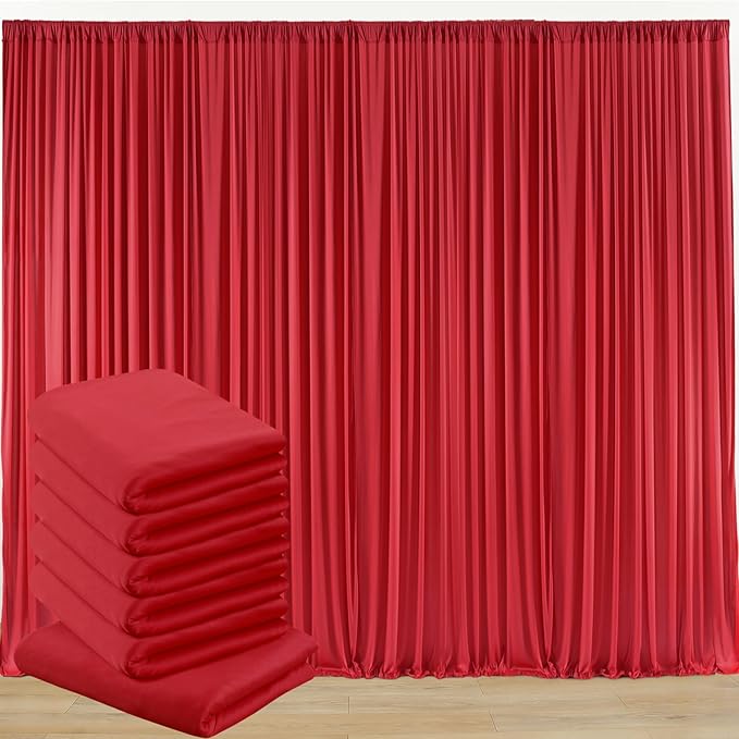 30ft x 10ft Wrinkle Free Red Backdrop Curtains for Parties, Polyester Photo Backdrop Drapes 6 Panels 5x10ft for Weddings Birthday Party Christmas Photography Background