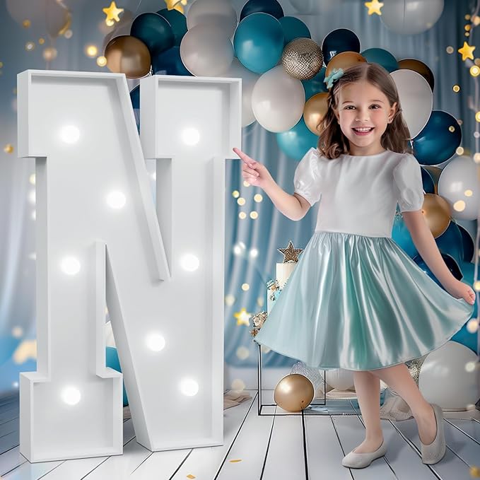 Marquee Letters 3 Feet Tall, Cool White Light Up Letters N, Large Marquee N for Birthday Anniversary Graduation Party Decoration, Marry Me Light Up Sign for Wedding（DIY Kits）