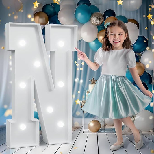 Marquee Letters 3 Feet Tall, Cool White Light Up Letters N, Large Marquee N for Birthday Anniversary Graduation Party Decoration, Marry Me Light Up Sign for Wedding（DIY Kits）