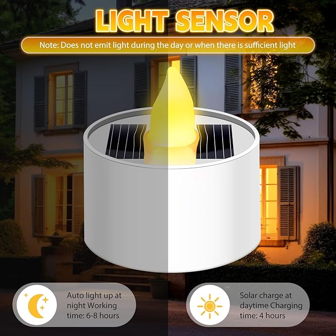 54 Pcs Solar Tea Lights Bulk Outdoor Waterproof Rechargeable Dusk to Dawn Lighting Small Valentine's Day Flameless Flickering LED Votive Candles for Garden Patio Party Lanterns (Amber)