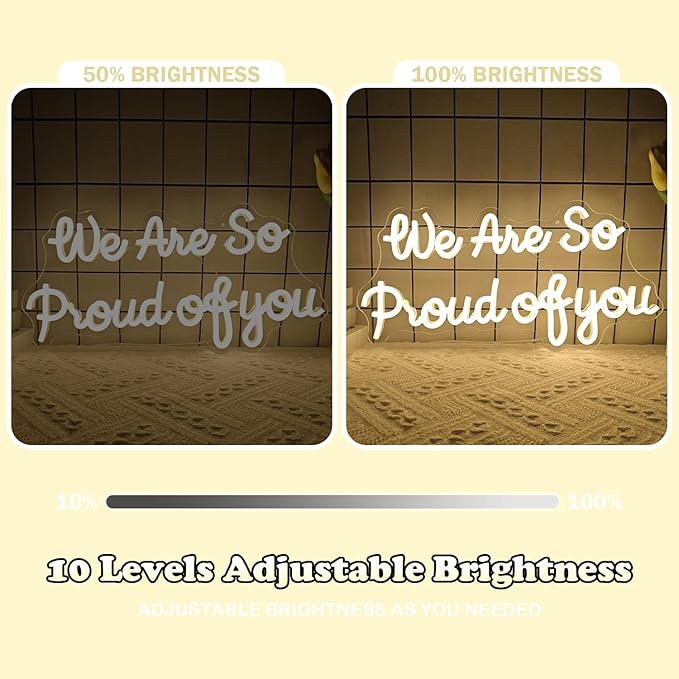 We Are So Proud Of You Neon Sign Dimmable 2025 Graduation Decorations Led Wall Decor Graduation Party Light Up Sign Going Away Party Neon Lights Welcome Home Led Sign