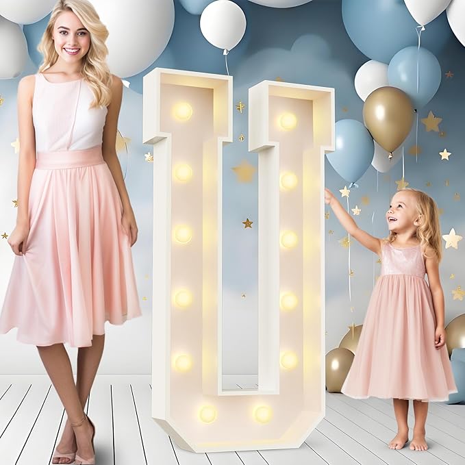 Ledido 4FT Marquee Light Up Letters U, Easy to Assemble Marquee Letters 4 Feet Tall for Indoor & Outdoor Events, Large Lighted Letter for Birthday Graduation Baby Shower Anniversary Party Decorations