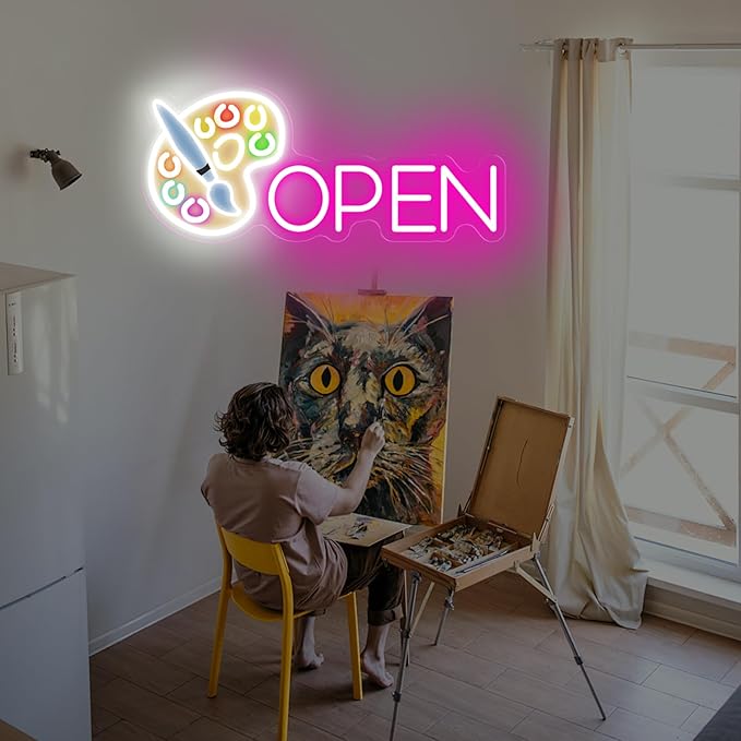 Paint Tray Open Neon Sign Custom Art LED Light Painting Room Wall Decor Paint Palette Neon Sign Art Studio Decor, 17.7"x7.7"