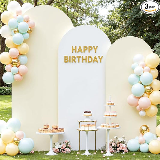 White and Beige Arch Cover 3 Set-6FT, 5FT, 4FT Arch Backdrop Cover Spandex Fitted 2- Color Fabric Stand Covers for Bridal Shower Baby Shower Birthday Party Wedding Photo Background Decorations