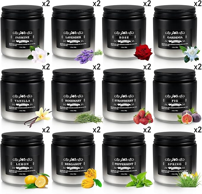 Scented Candles Set - 24 Pack Gradient Black Men Candles for Home Scented, 3.5 oz, Aromatherapy Soy Candle Gifts Set for Men, Birthday, Valentine, Christmas, Anniversary Present for Him