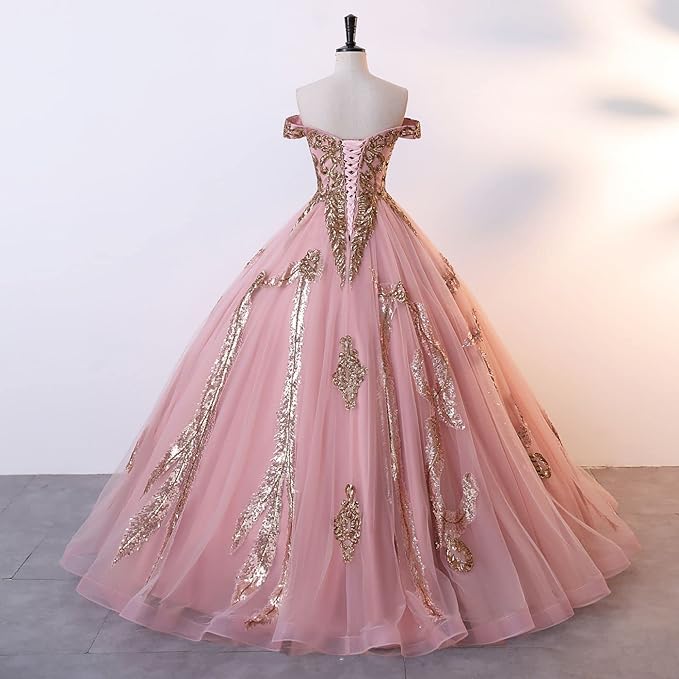 Engerla Women's Beading Sweetheart Ball Gown Tulle Layed Long Quinceanera Dress