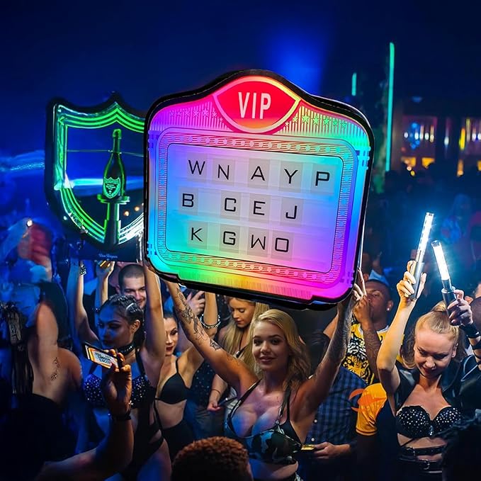 Bottle Service Sign,Bottle Presenter for Night Club,Bottle Service Lights Sign with 4 Set Letters & 1 Set Number,for Home Decor, Birthday Parties,(VIP)