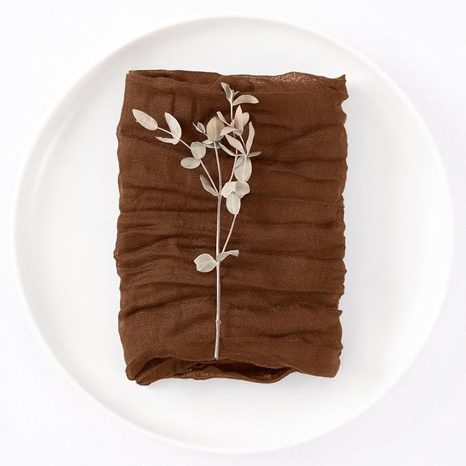 100 Pack Brown Cheesecloth Napkins Tan Spring Cloth Napkins Set of 100 Marron Dinner Napkins Bulk 21x21 Inches for Wedding Bridal Shower Baby Shower Valentine's Day