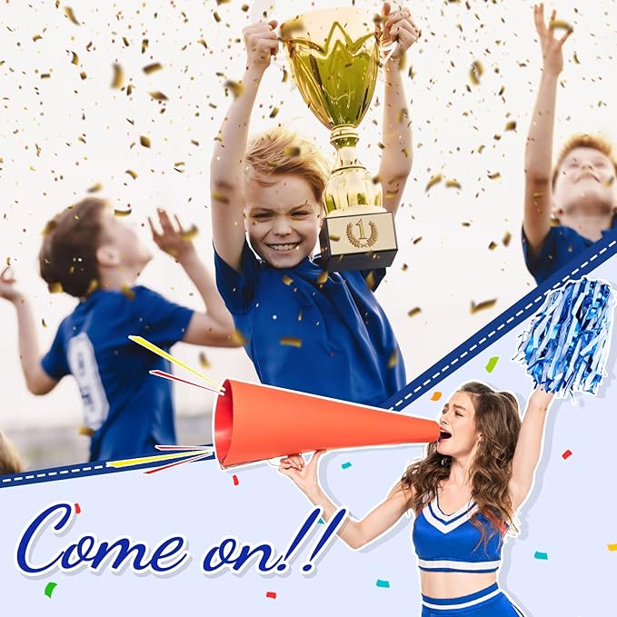 Hanaive 100Pcs Metallic Cheerleading Pom Poms with Baton Handle Cheerleader Pompom Foil 30g Cheering Squad Hand Flowers for Adults Team Spirit Sports Party Cheering