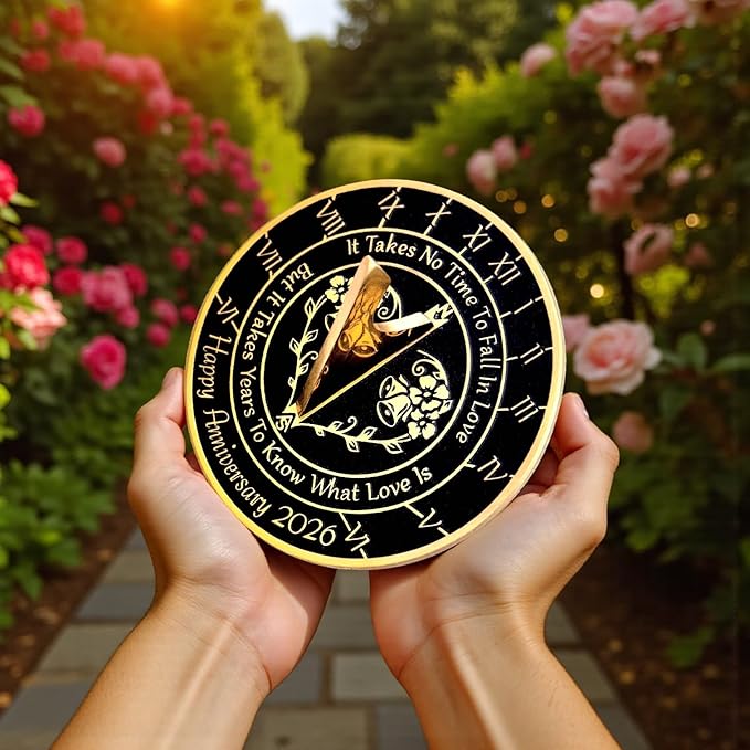 Anniversary Sundial Gift for Any Wedding Anniversary in 2026 - What Love is - Recycled Metal Home Decor Or Garden Present Idea - Handmade in UK for Him, Her Parents Or Couples Celebration