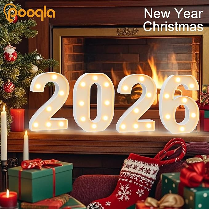Pooqla Light Up Numbers 2026, Giant Marquee Numbers for New Year Decorations, 2026 Graduation Decorations for High School Seniors College Class of 2026 Party Classroom Decoration, Warm White