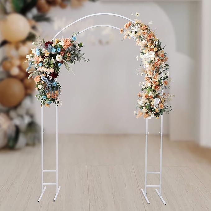 7.2FT Metal Wedding Arch with Base Balloon Arch Backdrop Stand Garden Arbor Trellis Flower Plant Stand Indoor Outdoor Party Decoration for Birthday Ceremony Baby Shower Ceremony (White)