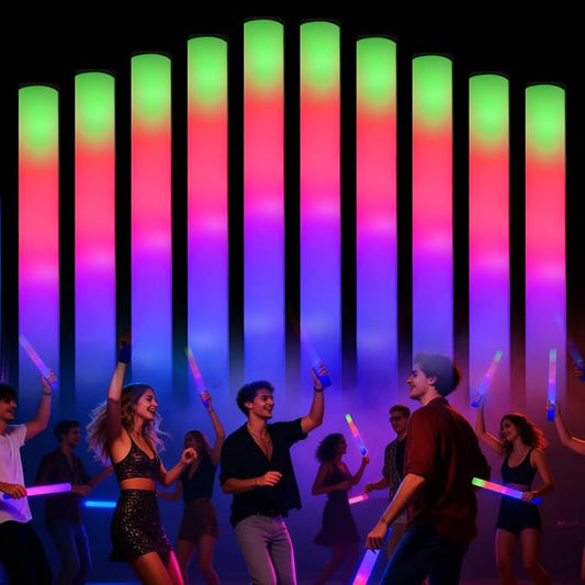 110 Pack Foam Glow Sticks Bulk Party Pack,Party Favors Supplies,3 Flashing Modes Glow In The Dark Party Supplies,Light Up Foam Sticks for Wendding Raves Camping Outdoor