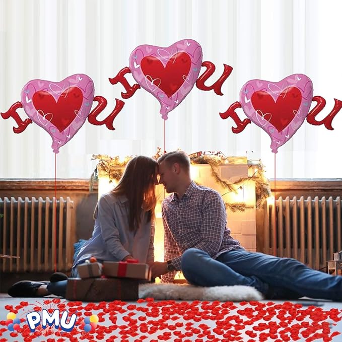 PMU Valentine's Day "I Heart U" 46in Mylar-Foil Balloon (10/pkg) Pkg/1